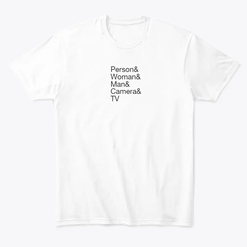 person woman man camera tv shirt