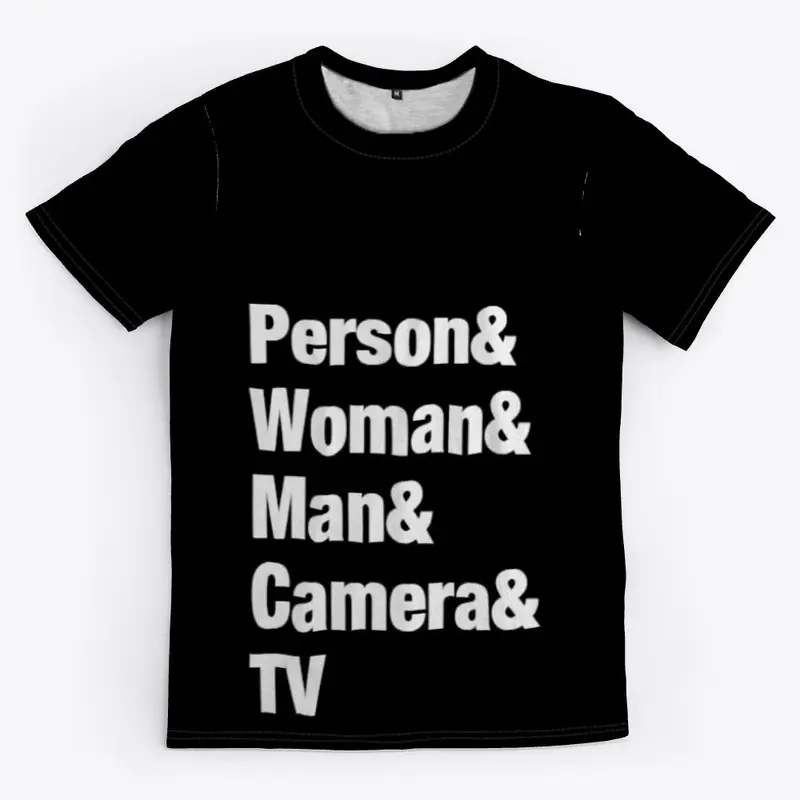 person woman man camera tv shirt