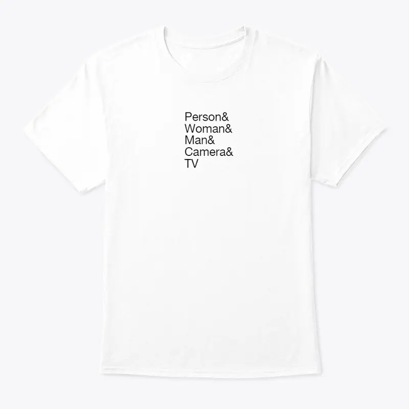 person woman man camera tv shirt